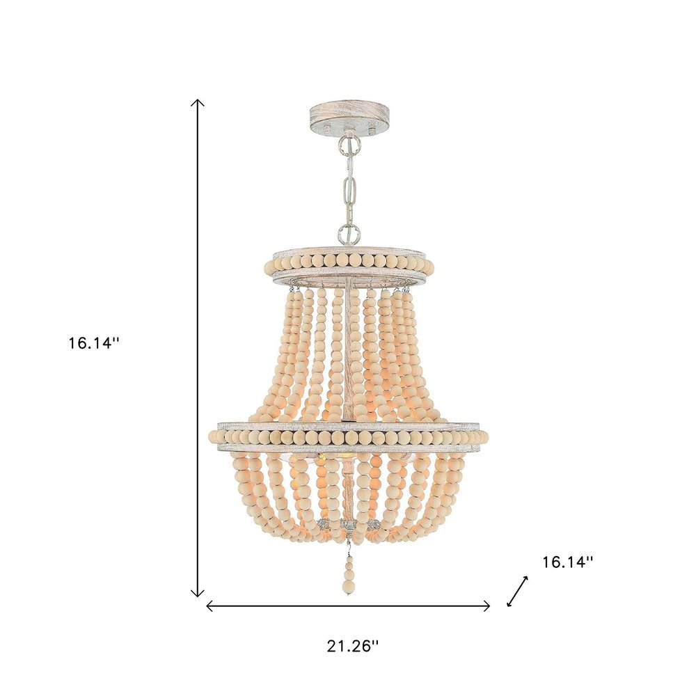 Natural And White Candle Style Three Light Metal Dimmable Chandelier — view 12