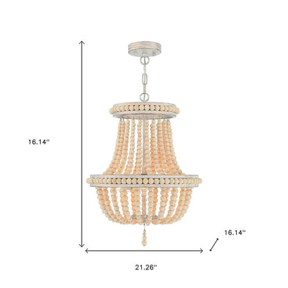 Natural And White Candle Style Three Light Metal Dimmable Chandelier