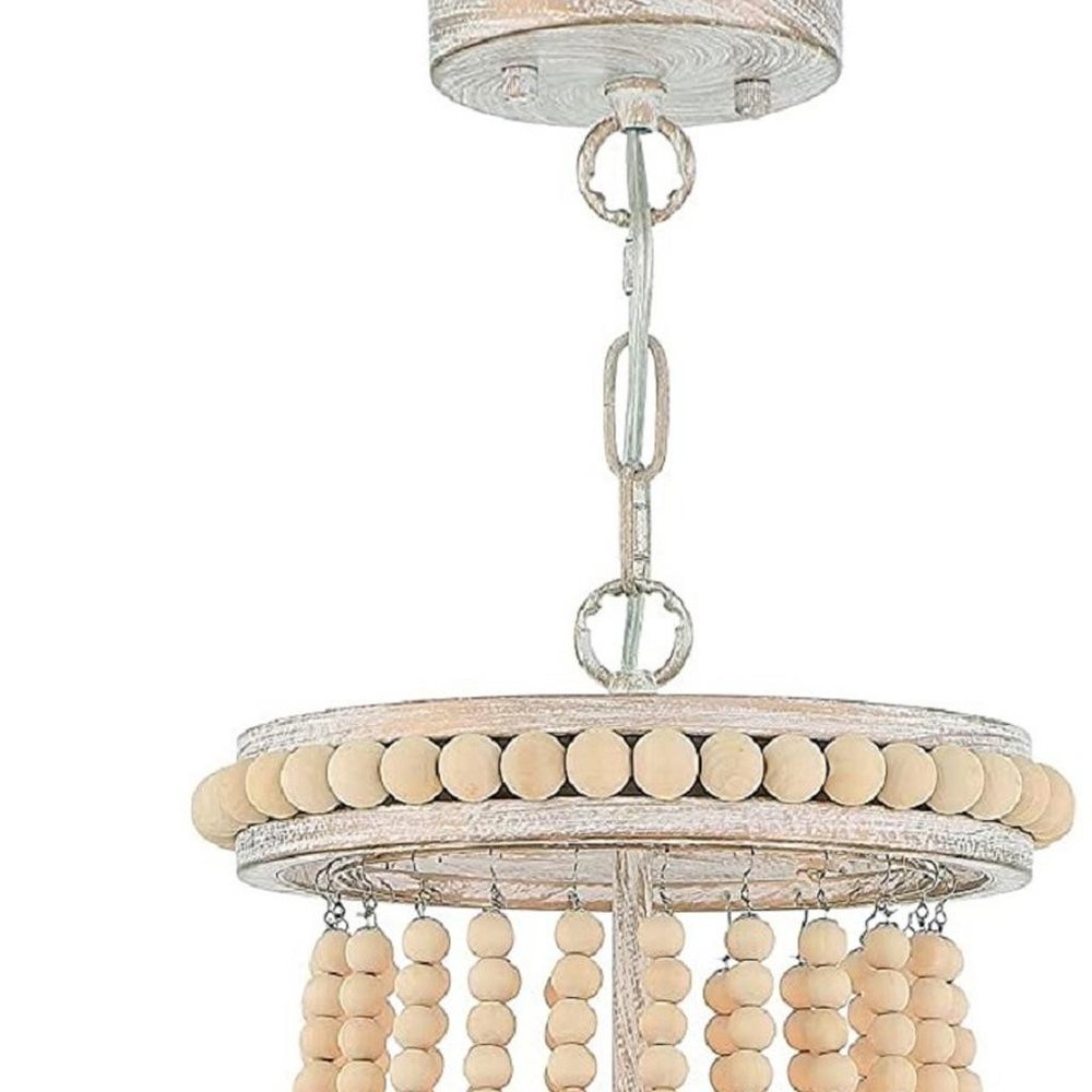 Natural And White Candle Style Three Light Metal Dimmable Chandelier — view 10
