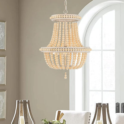 Natural And White Candle Style Three Light Metal Dimmable Chandelier