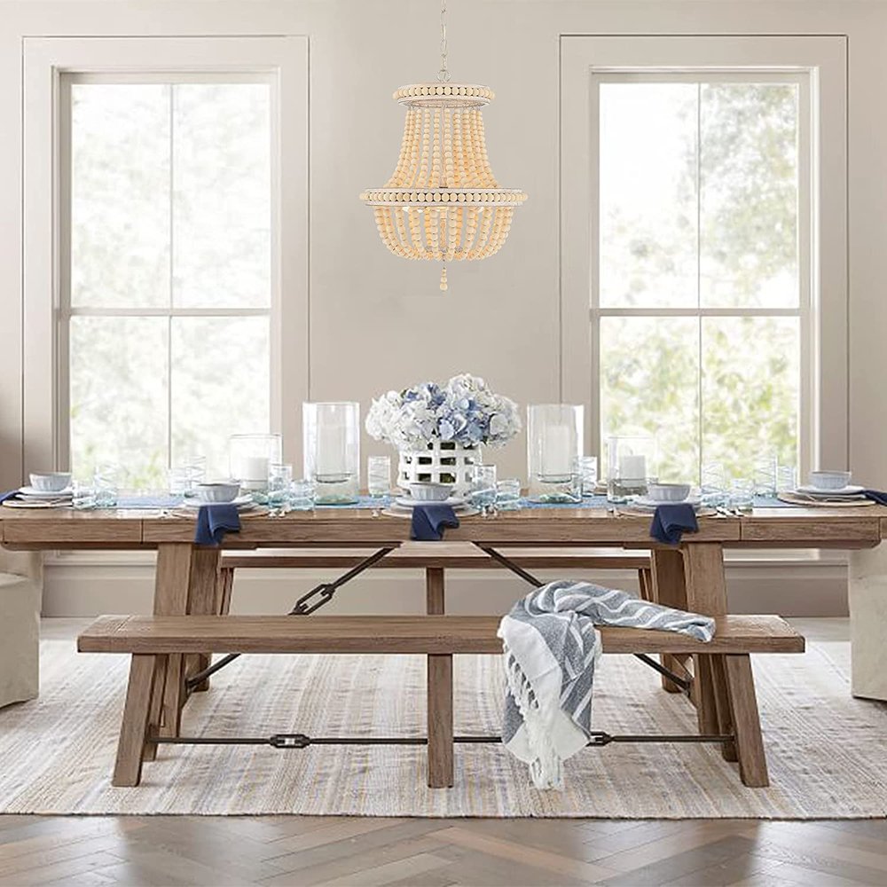 Natural And White Candle Style Three Light Metal Dimmable Chandelier — view 4
