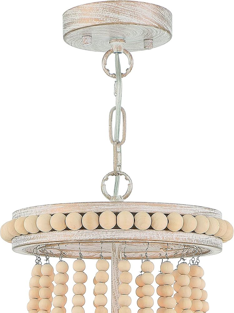 Natural And White Candle Style Three Light Metal Dimmable Chandelier — view 5