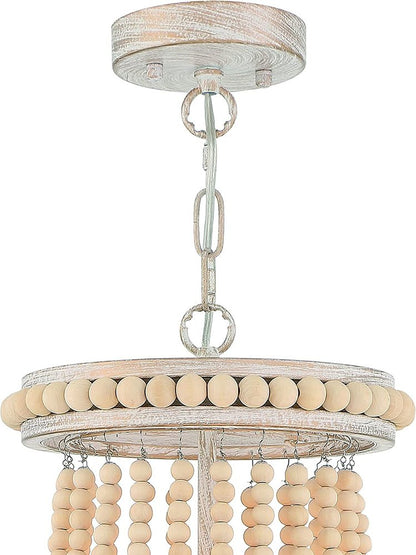 Natural And White Candle Style Three Light Metal Dimmable Chandelier