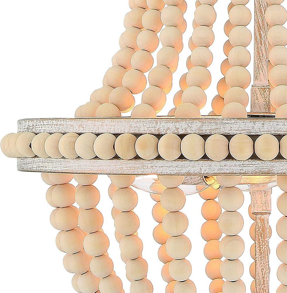 Natural And White Candle Style Three Light Metal Dimmable Chandelier — view 6