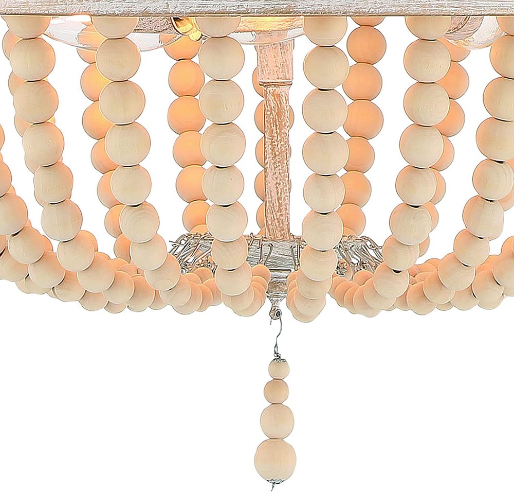 Natural And White Candle Style Three Light Metal Dimmable Chandelier — view 7
