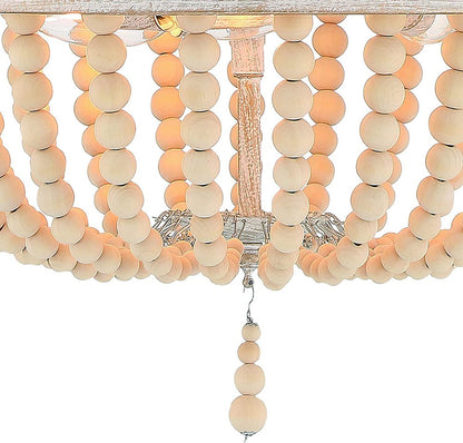 Natural And White Candle Style Three Light Metal Dimmable Chandelier
