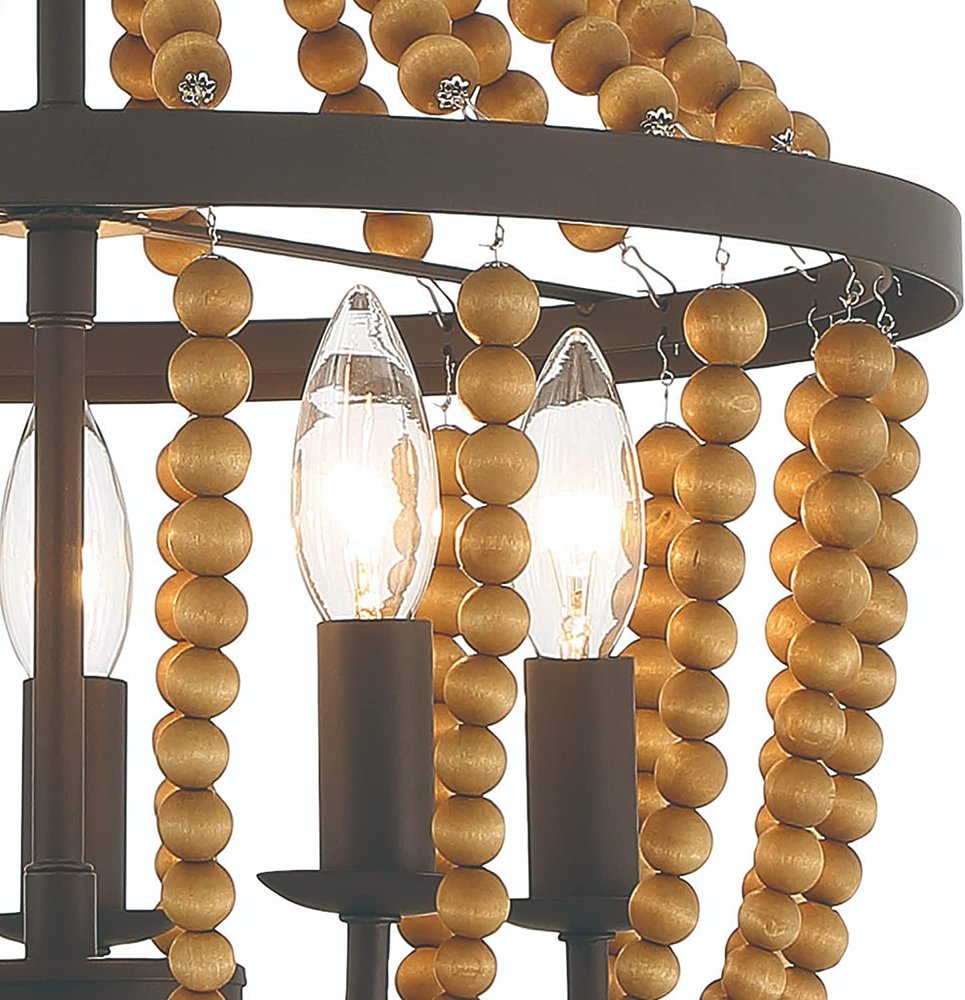 Brown And Black Candle Style Five Light Metal Dimmable Chandelier — view 4