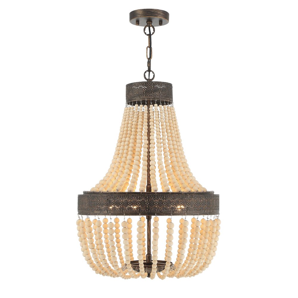 Black And Gold Candle Style Five Light Metal Dimmable Chandelier — view 1