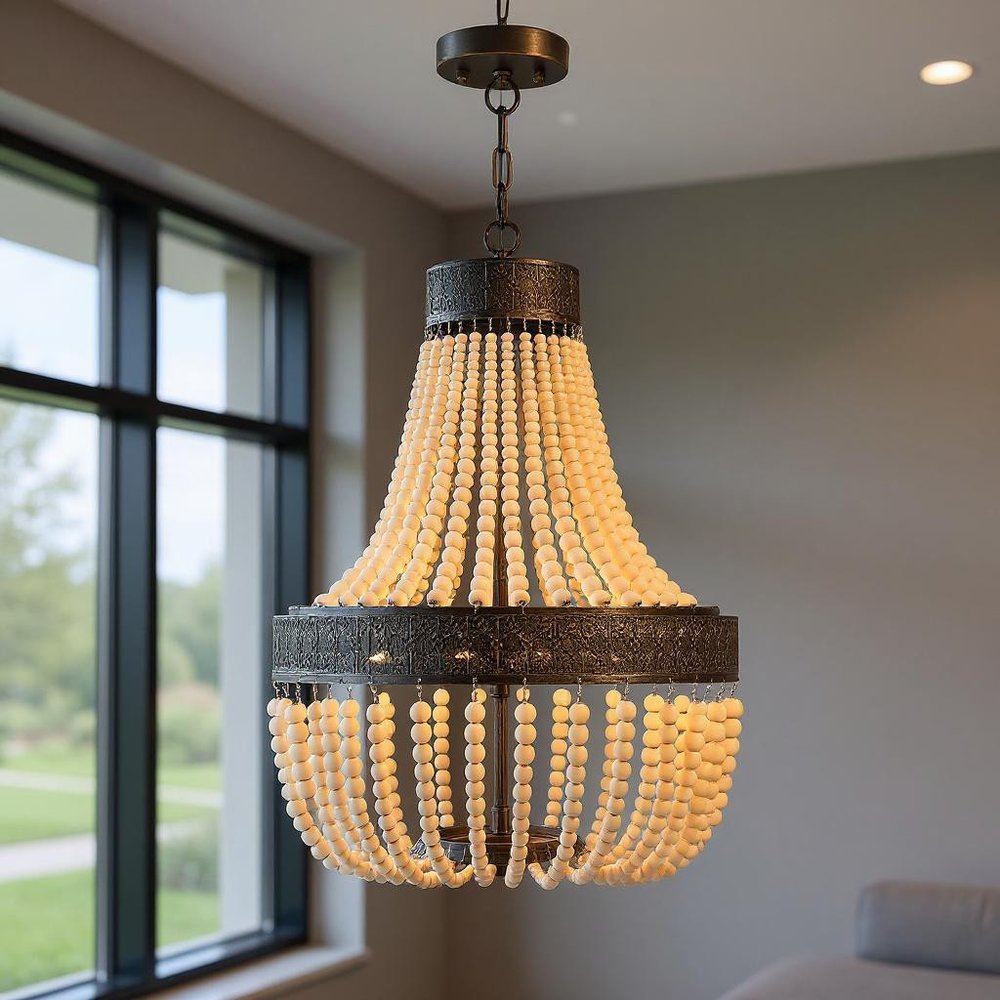 Black And Gold Candle Style Five Light Metal Dimmable Chandelier — view 6