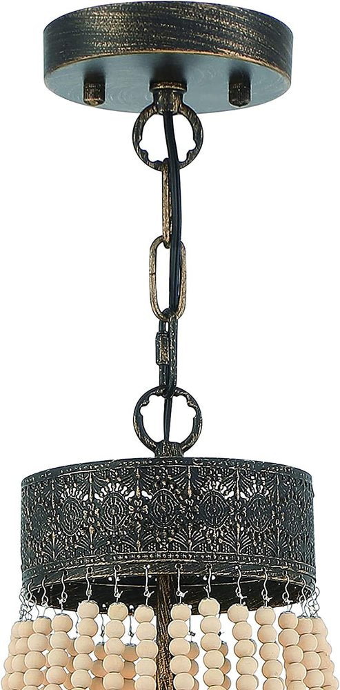 Black And Gold Candle Style Five Light Metal Dimmable Chandelier — view 3