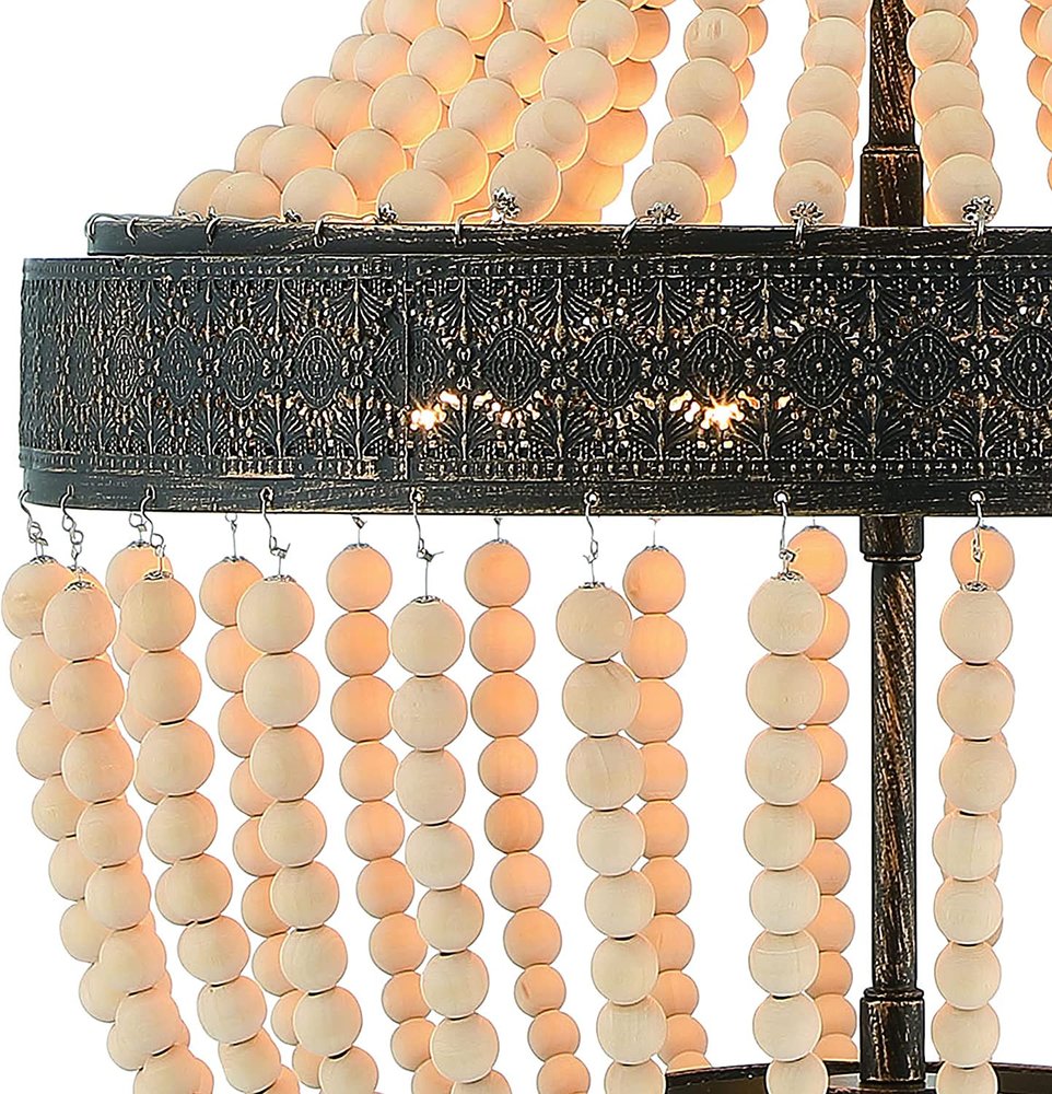 Black And Gold Candle Style Five Light Metal Dimmable Chandelier — view 4