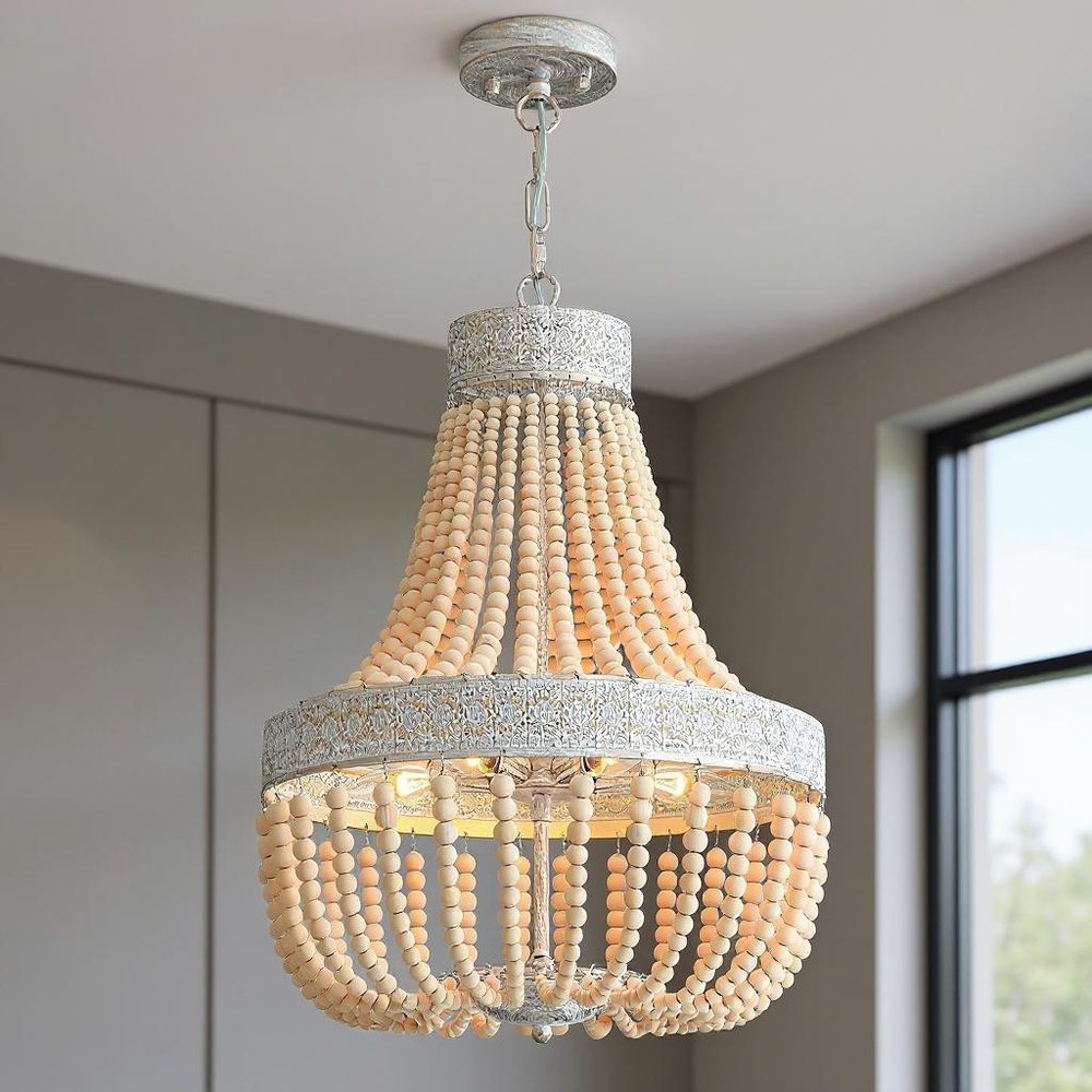 Gold And White Candle Style Five Light Metal Dimmable Chandelier — view 7