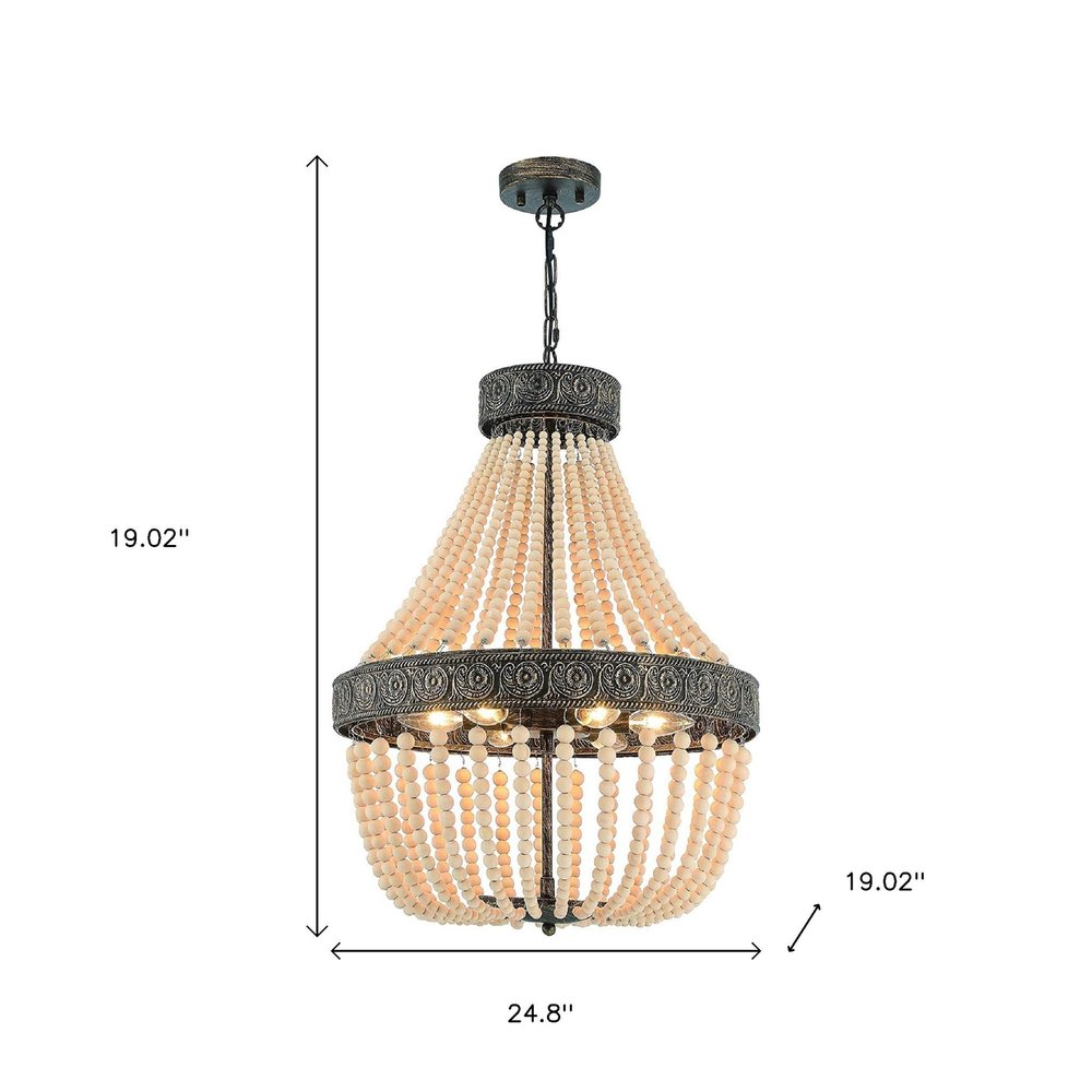 Black And Gold Candle Style Six Light Metal Dimmable Chandelier — view 11