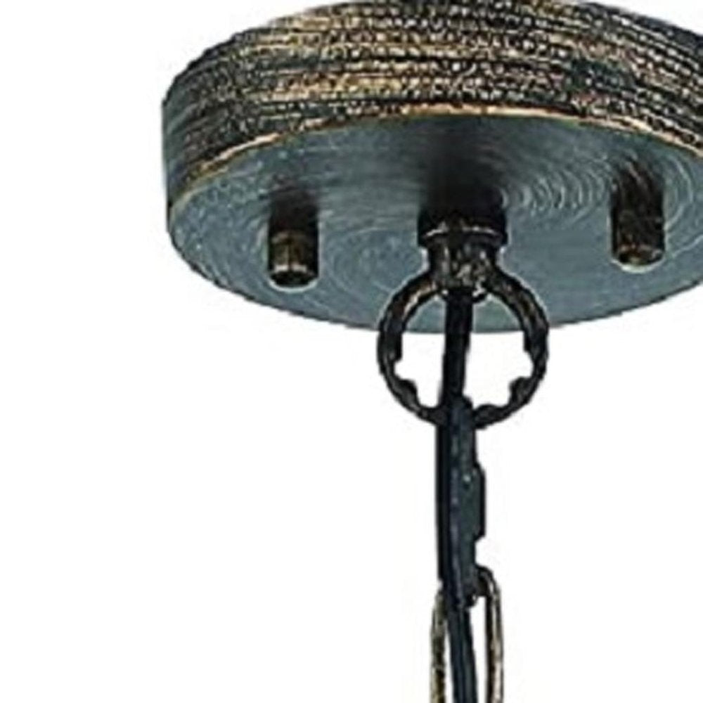 Black And Gold Candle Style Six Light Metal Dimmable Chandelier — view 10
