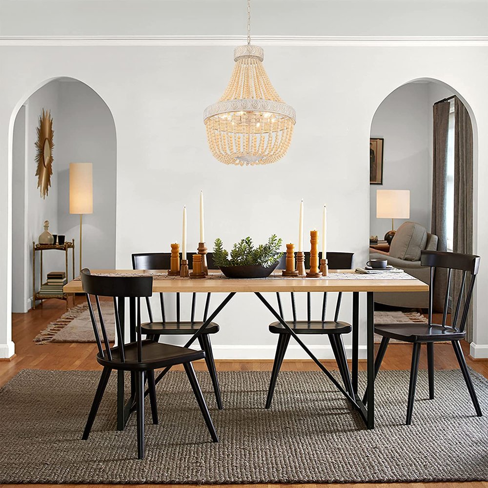 Gold And White Candle Style Six Light Metal Dimmable Chandelier — view 4