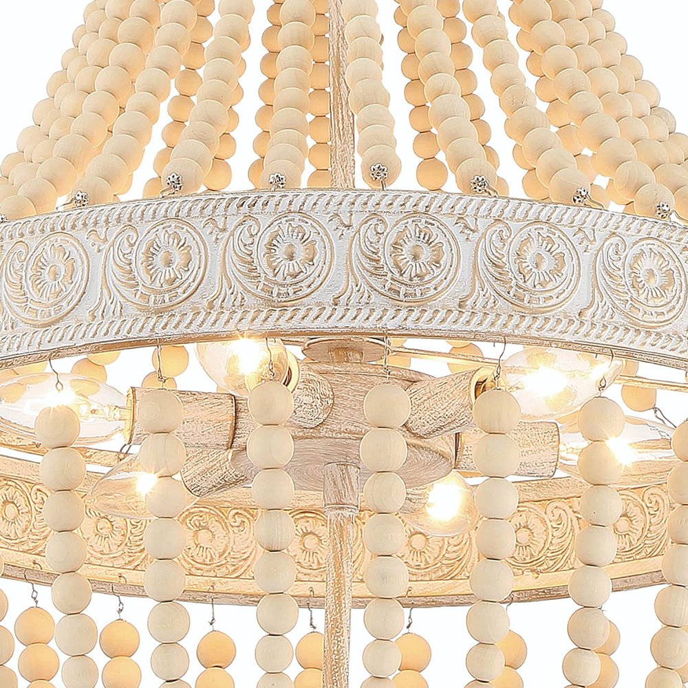 Gold And White Candle Style Six Light Metal Dimmable Chandelier — view 6