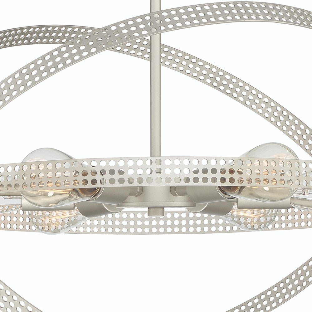 Silver Kitchen Island Six Light Metal Dimmable Chandelier — view 7