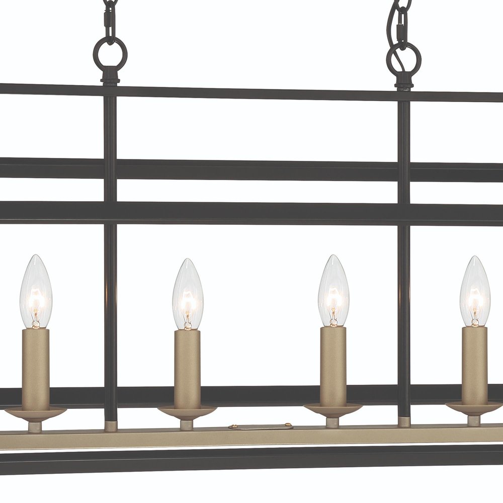 Black And Gold Kitchen Island Six Light Metal Dimmable Chandelier — view 2