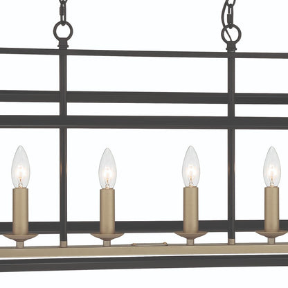 Black And Gold Kitchen Island Six Light Metal Dimmable Chandelier