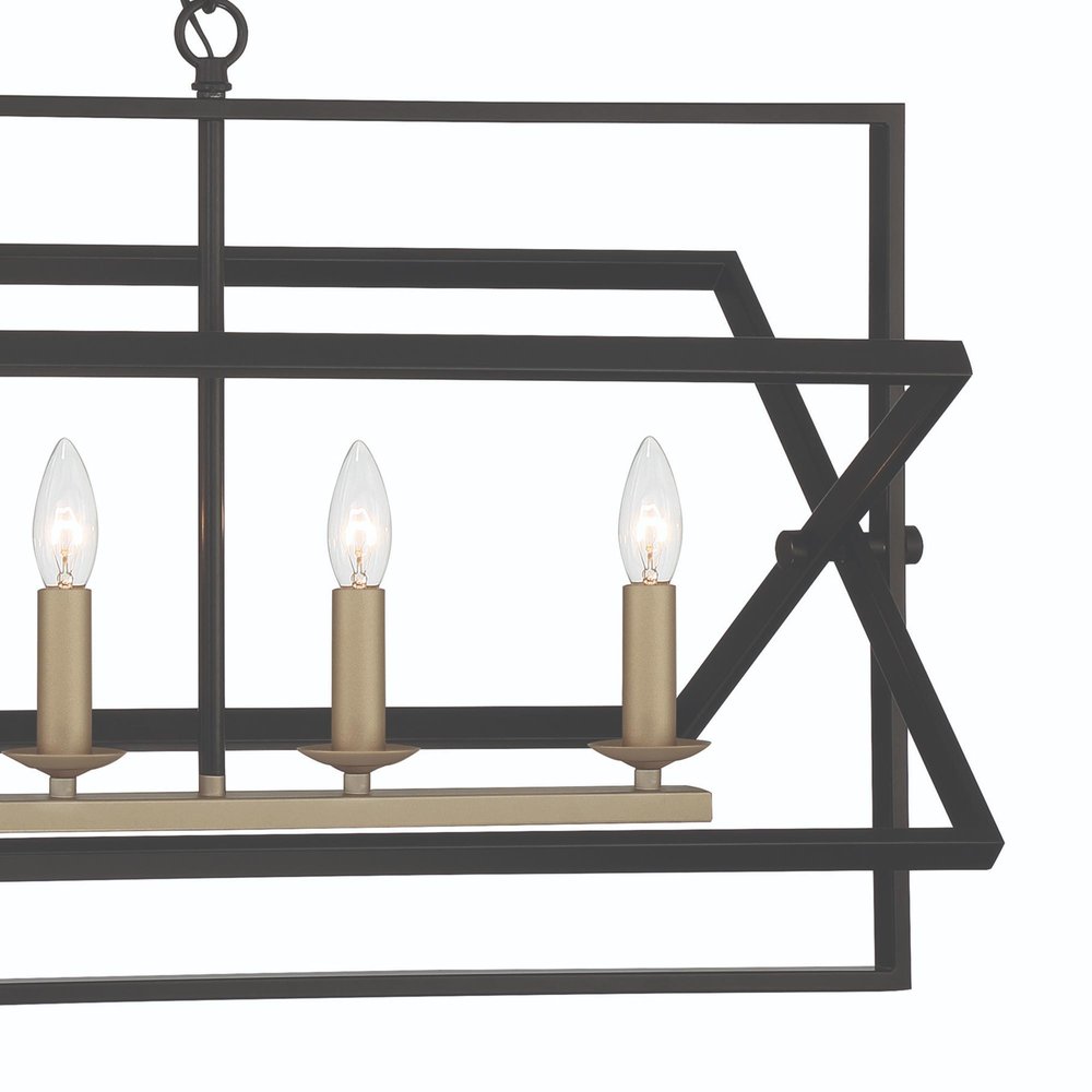 Black And Gold Kitchen Island Six Light Metal Dimmable Chandelier — view 3