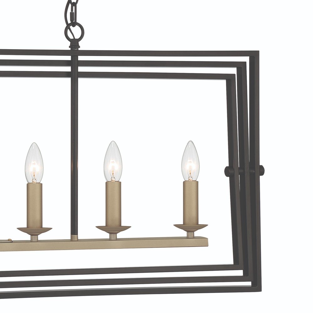 Black And Gold Kitchen Island Six Light Metal Dimmable Chandelier — view 4