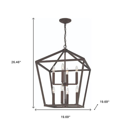 Bronze Candle Style Eight Light Metal Dimmable Chandelier