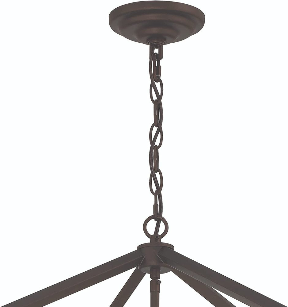 Bronze Candle Style Eight Light Metal Dimmable Chandelier — view 3
