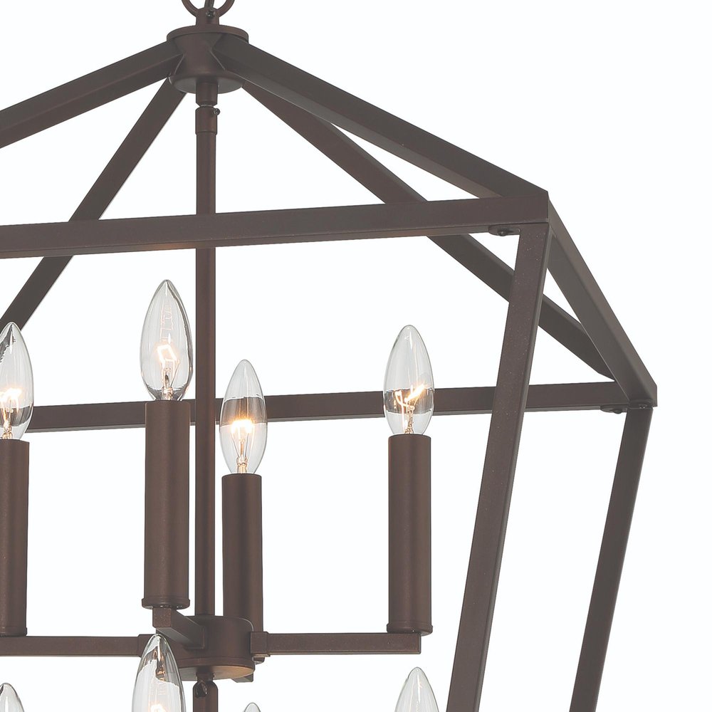 Bronze Candle Style Eight Light Metal Dimmable Chandelier — view 4