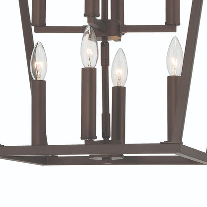 Bronze Candle Style Eight Light Metal Dimmable Chandelier