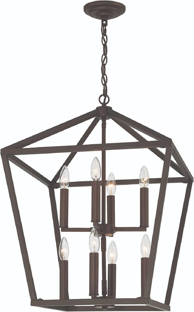 Bronze Candle Style Eight Light Metal Dimmable Chandelier — view 7