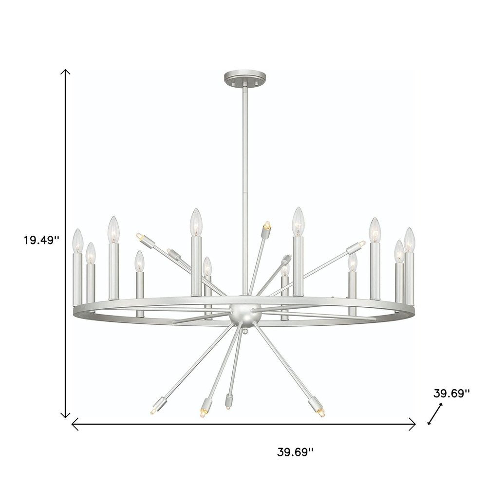 Silver Candle Style Multi Light Metal Dimmable Chandelier — view 9