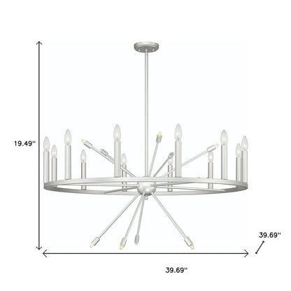 Silver Candle Style Multi Light Metal Dimmable Chandelier