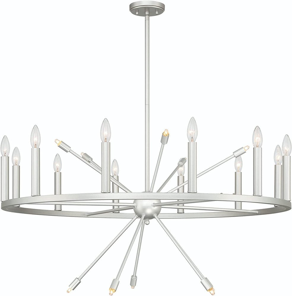 Silver Candle Style Multi Light Metal Dimmable Chandelier — view 4