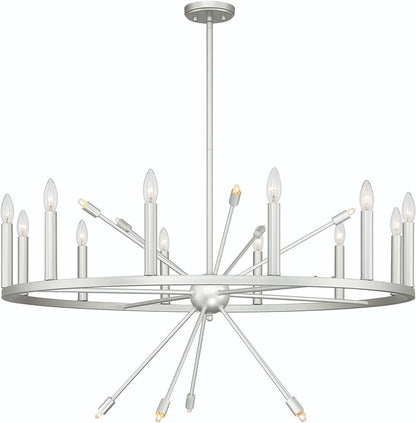 Silver Candle Style Multi Light Metal Dimmable Chandelier