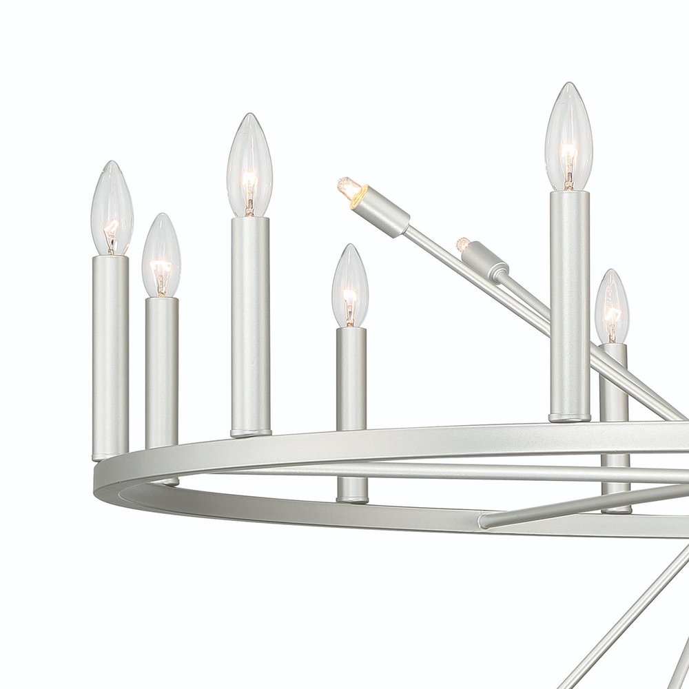 Silver Candle Style Multi Light Metal Dimmable Chandelier — view 6