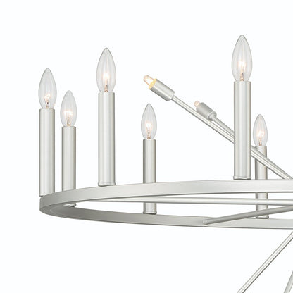 Silver Candle Style Multi Light Metal Dimmable Chandelier