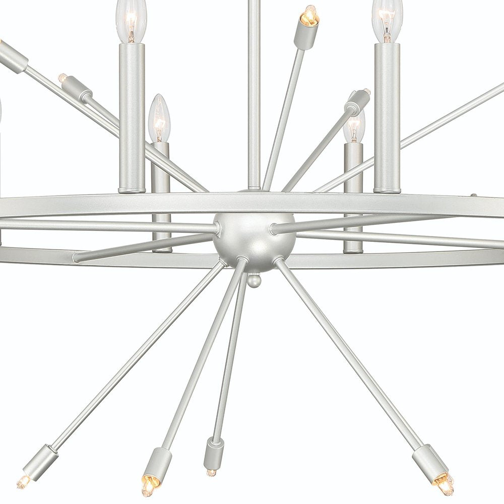 Silver Candle Style Multi Light Metal Dimmable Chandelier — view 7
