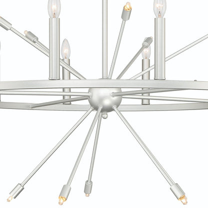 Silver Candle Style Multi Light Metal Dimmable Chandelier
