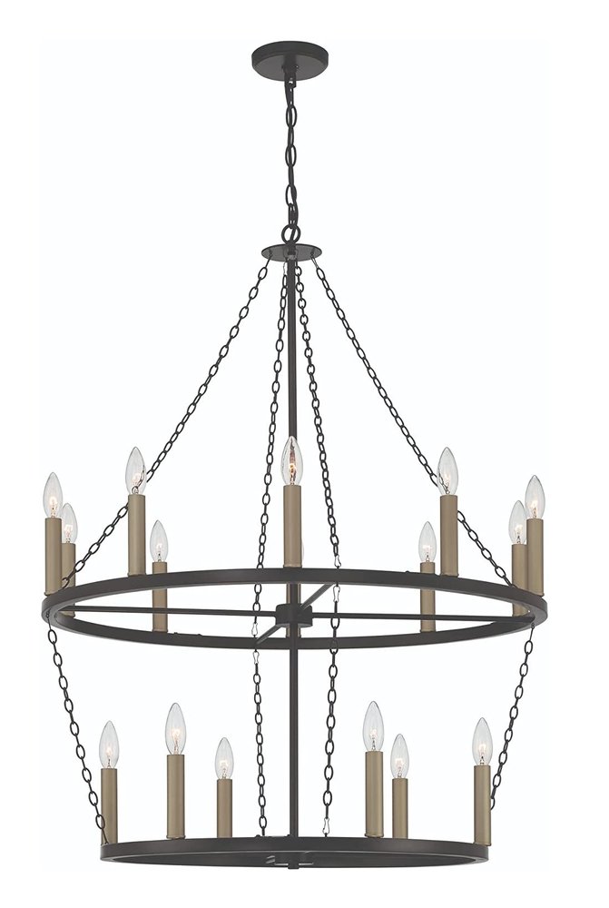 Black And Gold Candle Style Multi Light Metal Dimmable Chandelier — view 6
