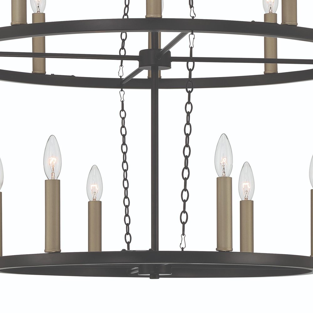 Black And Gold Candle Style Multi Light Metal Dimmable Chandelier — view 4