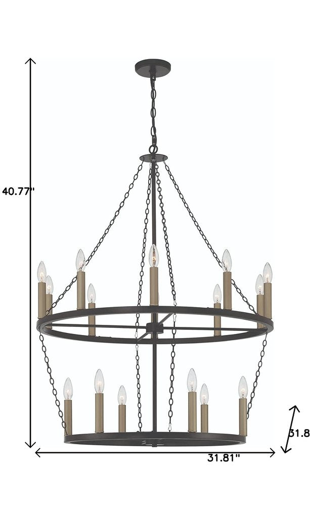Black And Gold Candle Style Multi Light Metal Dimmable Chandelier — view 5