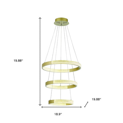 Gold Candle Style Three Light Metal LED Dimmable Chandelier