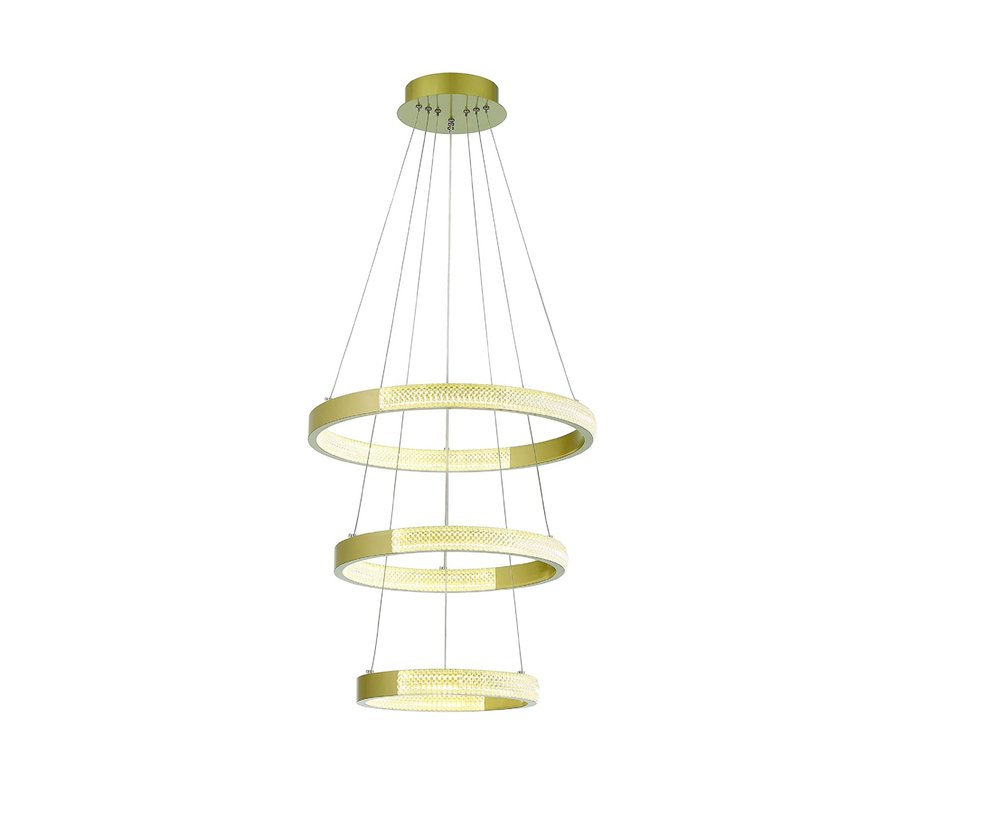 Gold Candle Style Three Light Metal LED Dimmable Chandelier — view 12