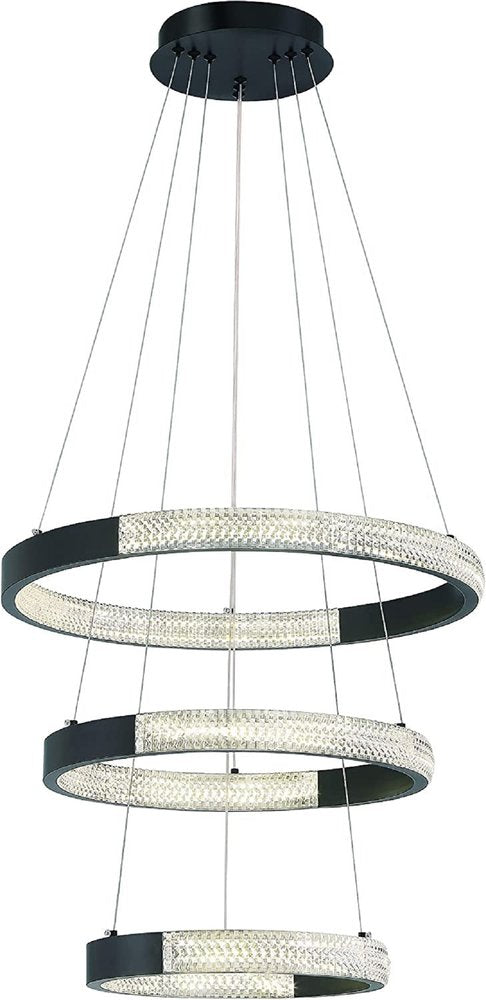 Black Candle Style Three Light Metal LED Dimmable Chandelier — view 9