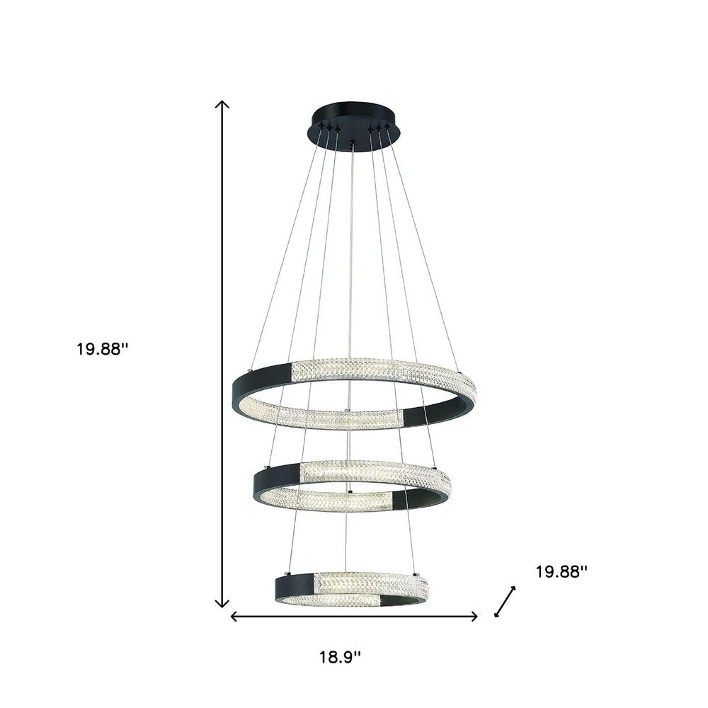 Black Candle Style Three Light Metal LED Dimmable Chandelier — view 11