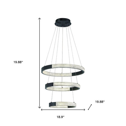 Black Candle Style Three Light Metal LED Dimmable Chandelier