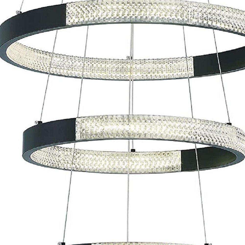 Black Candle Style Three Light Metal LED Dimmable Chandelier — view 12