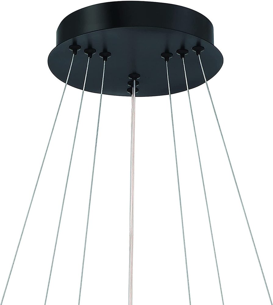 Black Candle Style Three Light Metal LED Dimmable Chandelier — view 5