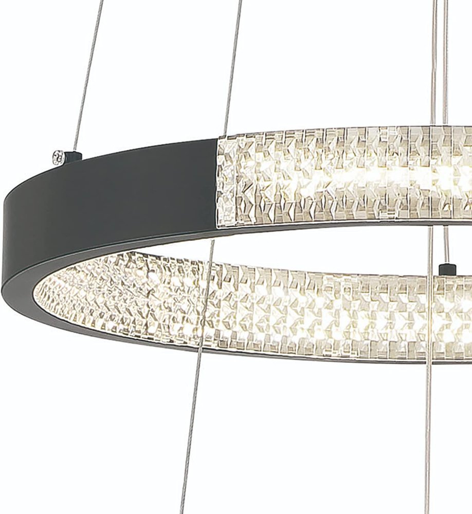 Black Candle Style Three Light Metal LED Dimmable Chandelier — view 7