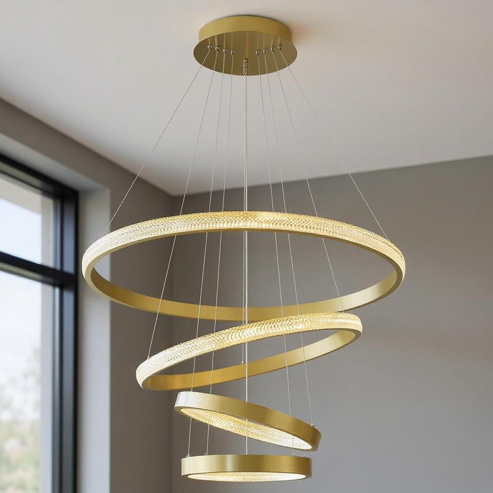 Gold Candle Style Four Light Metal LED Dimmable Chandelier — view 5